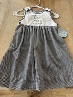 KREWE Black and White Gingham Sundress with Embroidered Bodice